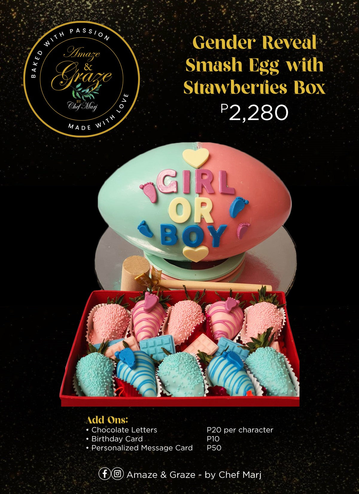 Gender Reveal Smash EGG with Strawberry box