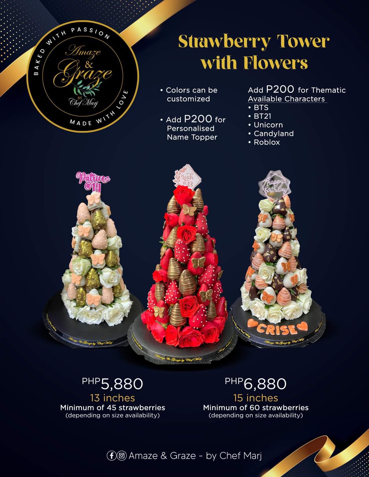 Strawberry Tower with Flowers